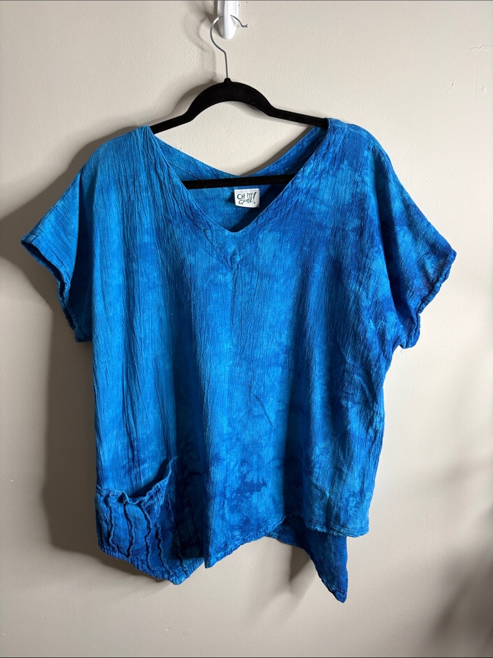 Oh My Gauze! Electric Blue V-Neck Tunic